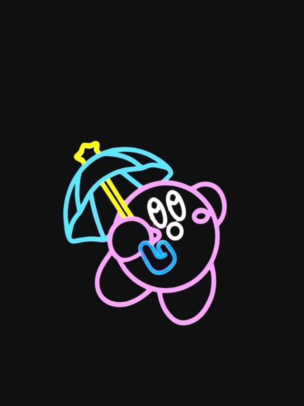 Amazon Neon Kirby Wall Art Print - Pink, Blue, Yellow, White